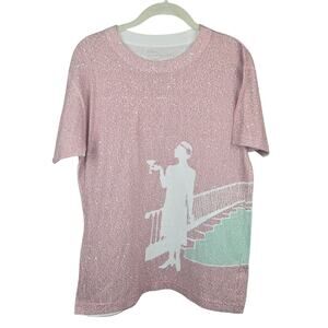 Litographs The Great Gatsby Graphic Tee Literary Book Shirt Pink Size Small